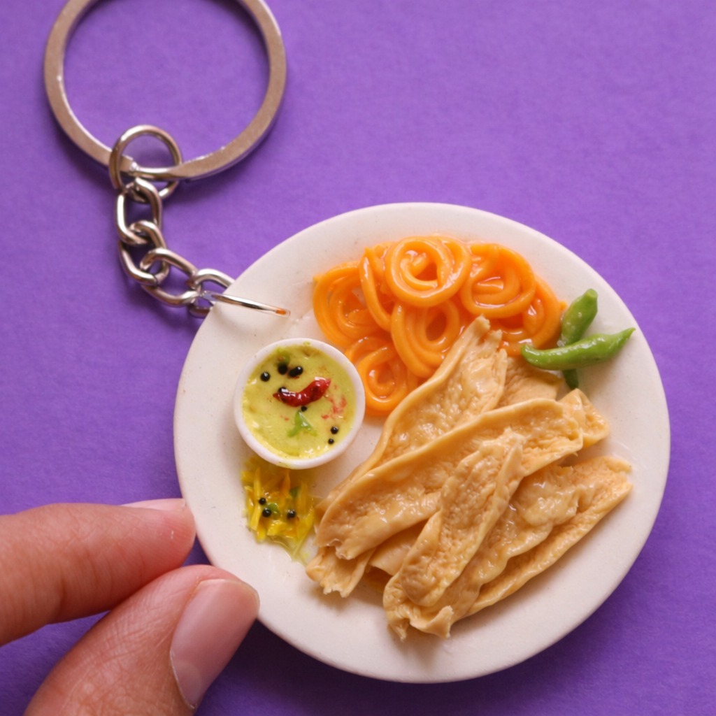 Jalebi Fafda Miniature Keychain