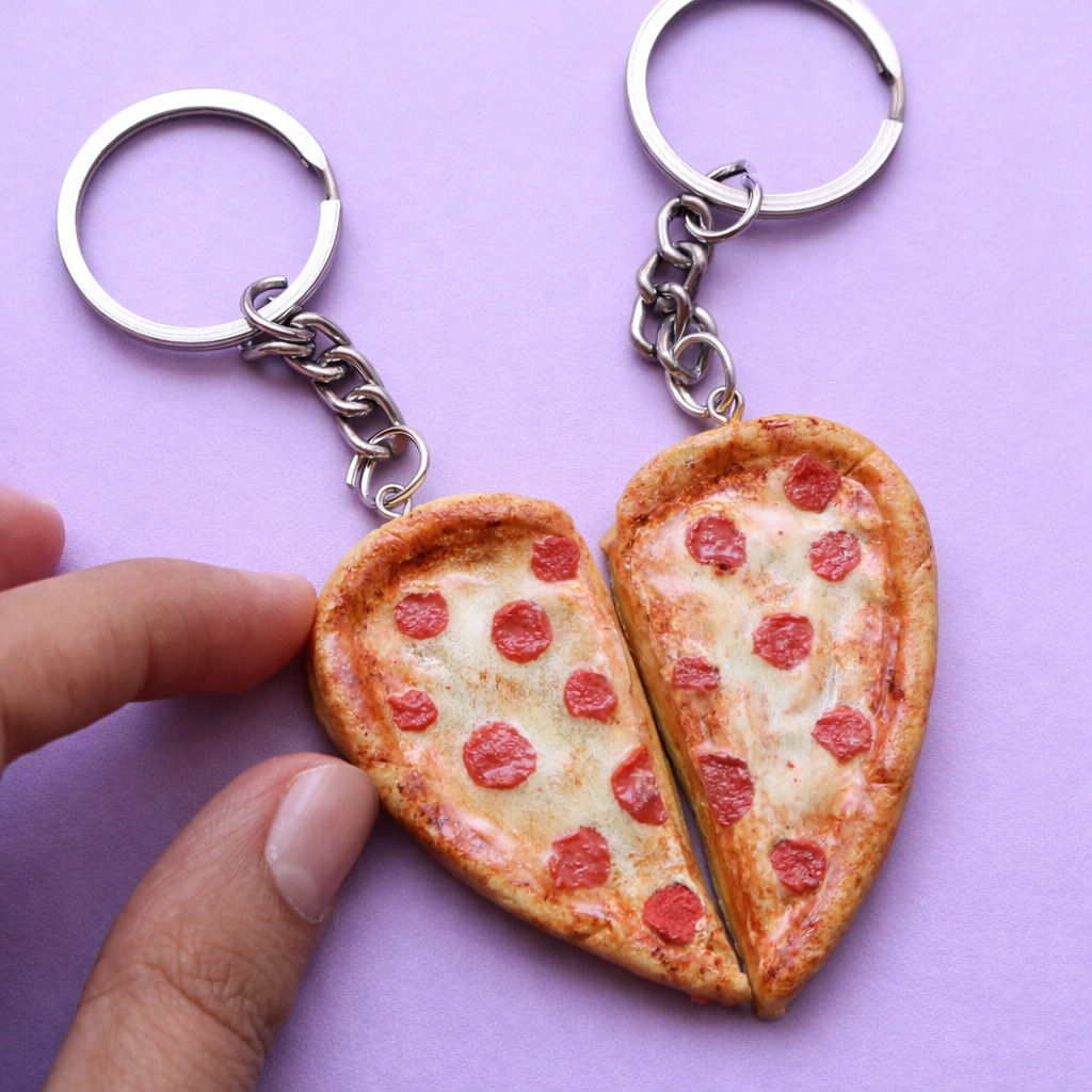 Pizza Heart Keychains [Set of 2]
