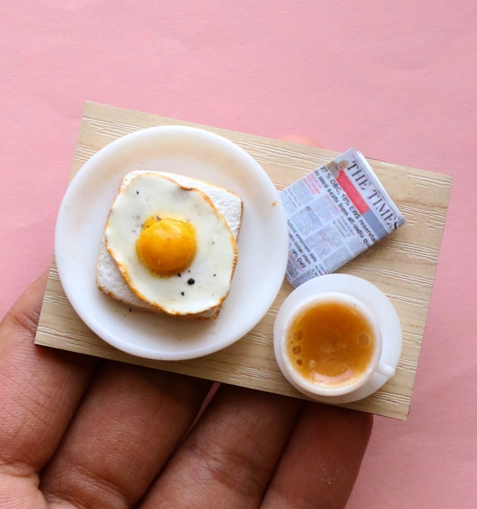 Tea And Sunny Side up Eggs Combo Miniature Magnet