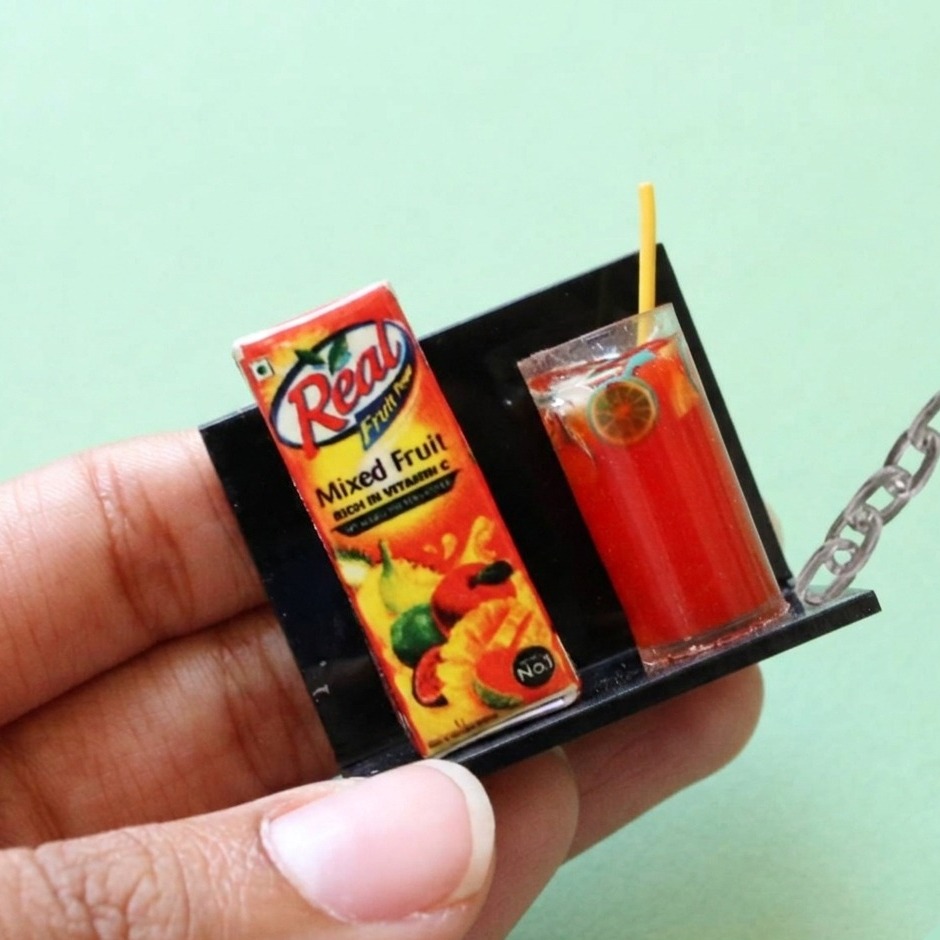 Mixed Fruit Juice Miniature Keychain