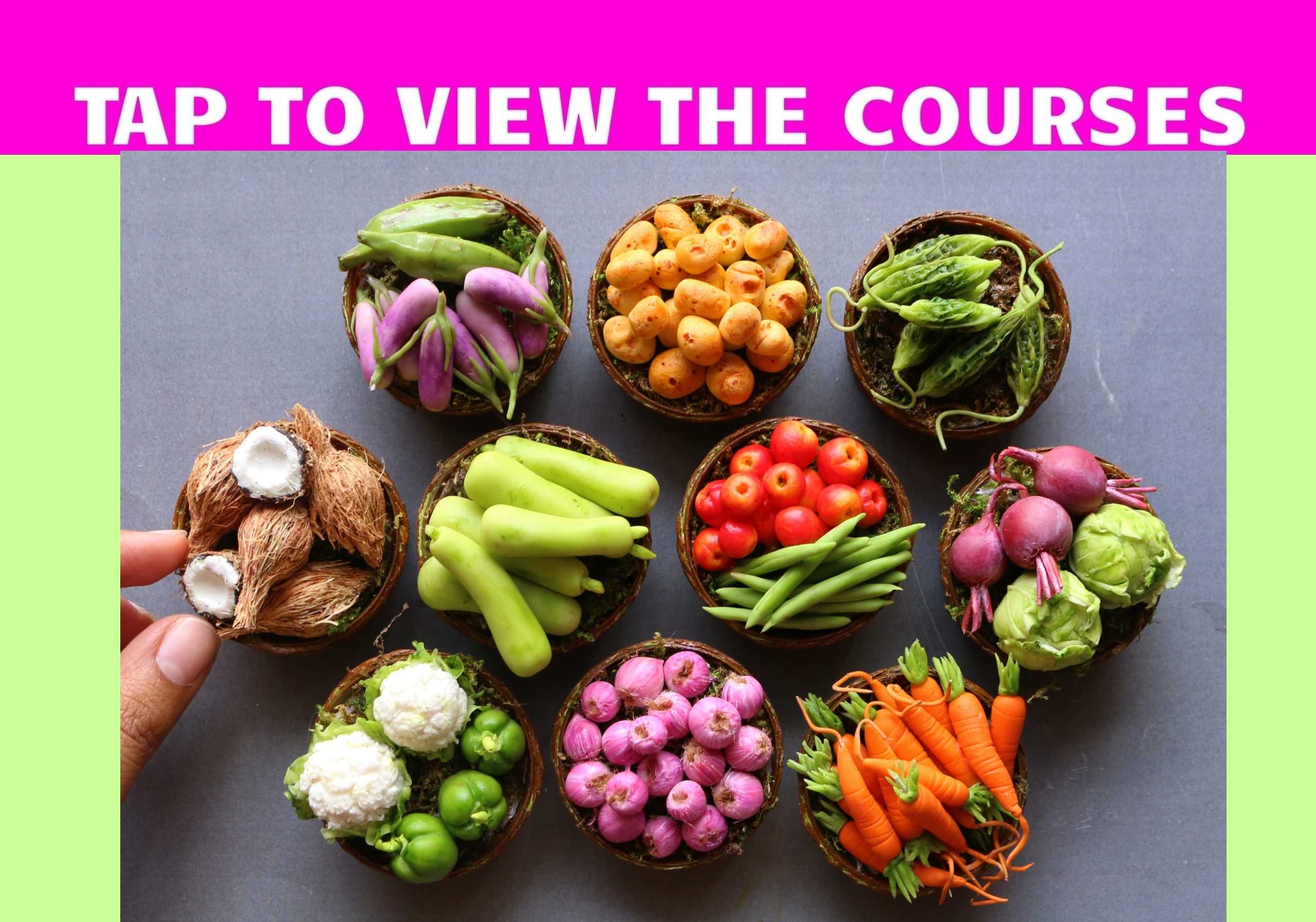 Clay Vegetables Miniature Course {Live course + Recording with Lifetime access)}-English