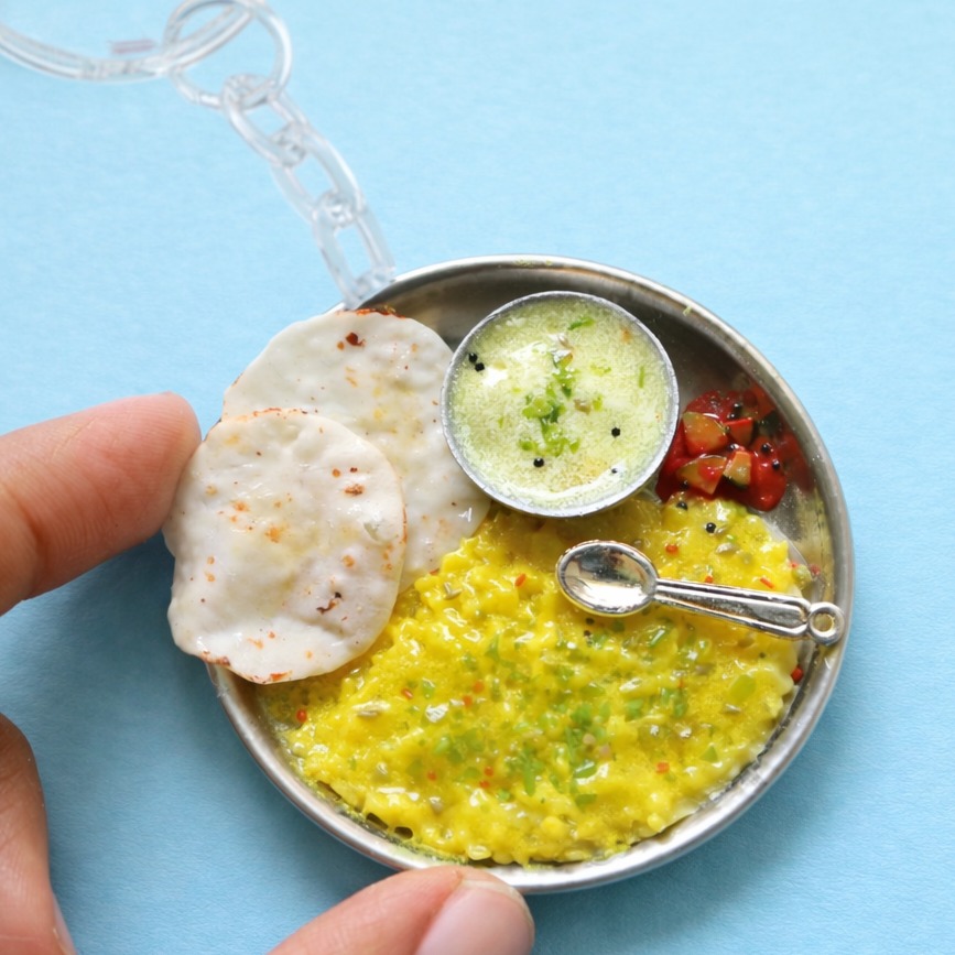 Khichdi and Kadhi Miniature Keychain